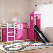 Bunk Bed without Mattress with Slide and Curtains Pink 90x200 cm - Bargainia.com - 8721102803277 - 3284193
