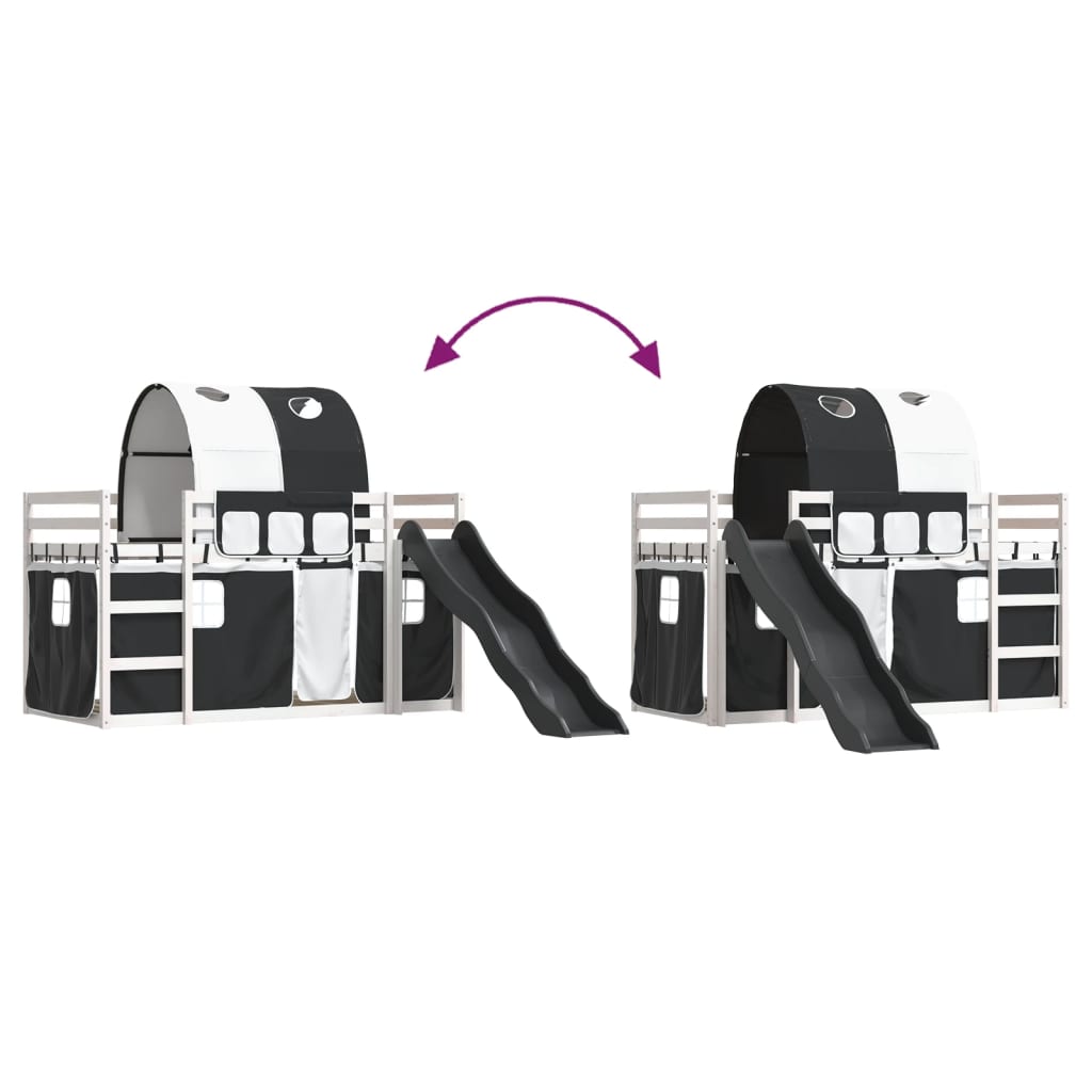 Bunk Bed without Mattress with Slide White and Black 90x190 cm Single - Bargainia.com - 8721102802898 - 3284155