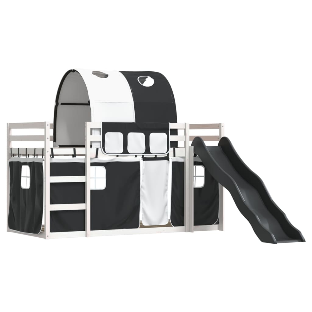 Bunk Bed without Mattress with Slide White and Black 90x190 cm Single - Bargainia.com - 8721102802898 - 3284155
