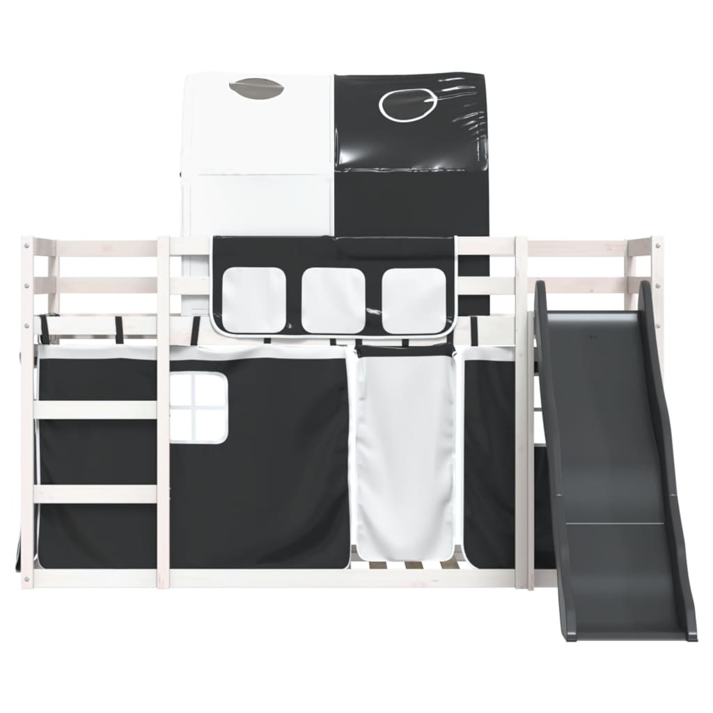 Bunk Bed without Mattress with Slide White and Black 90x190 cm Single - Bargainia.com - 8721102802898 - 3284155