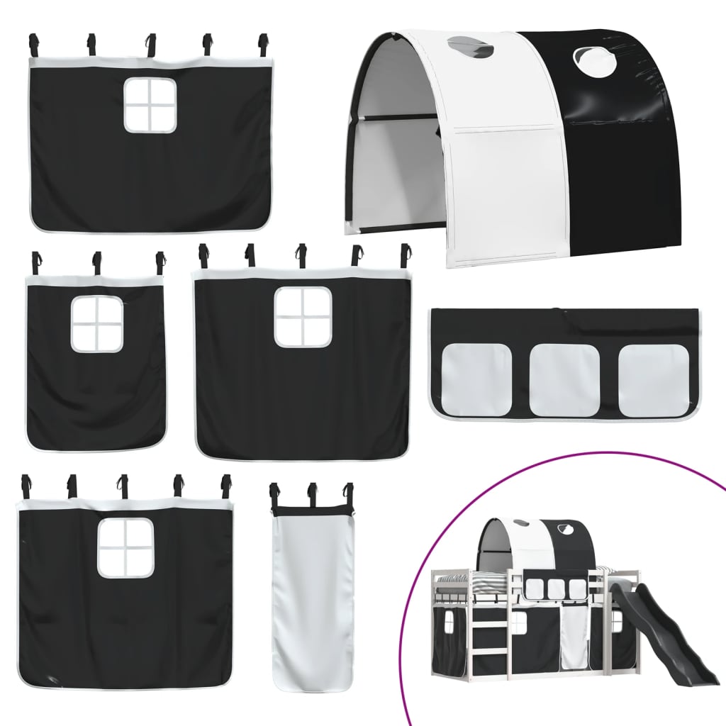 Bunk Bed without Mattress with Slide White and Black 90x190 cm Single - Bargainia.com - 8721102802898 - 3284155