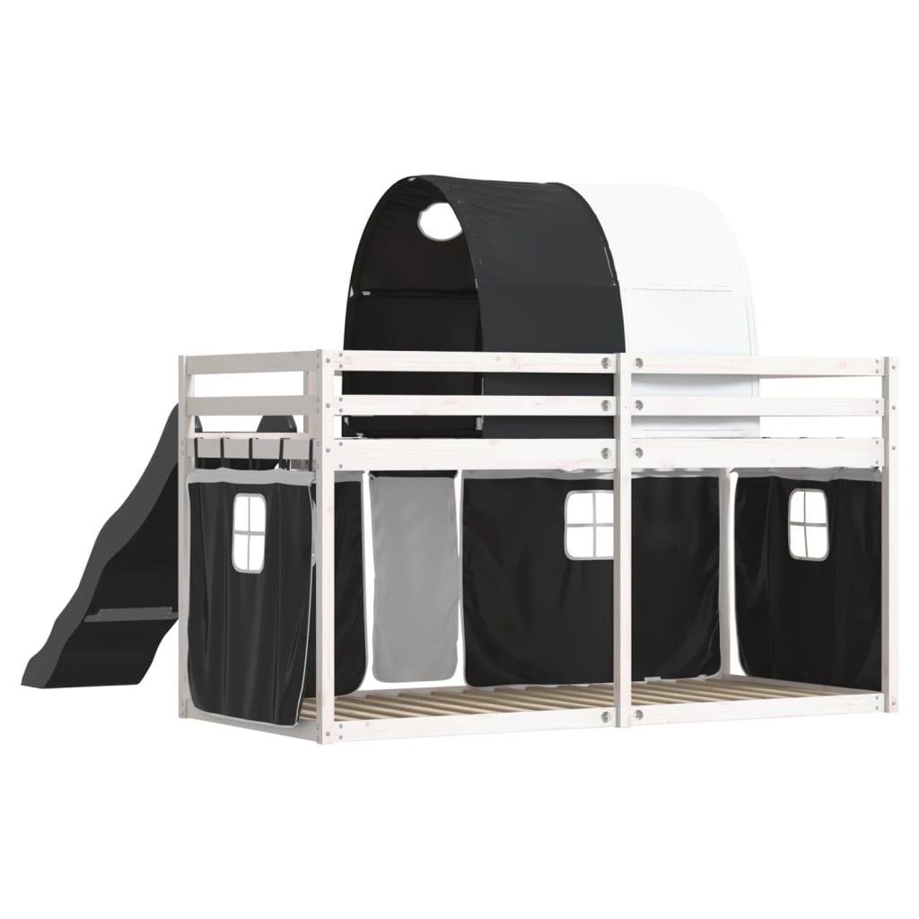 Bunk Bed without Mattress with Slide White and Black 90x190 cm Single - Bargainia.com - 8721102802898 - 3284155