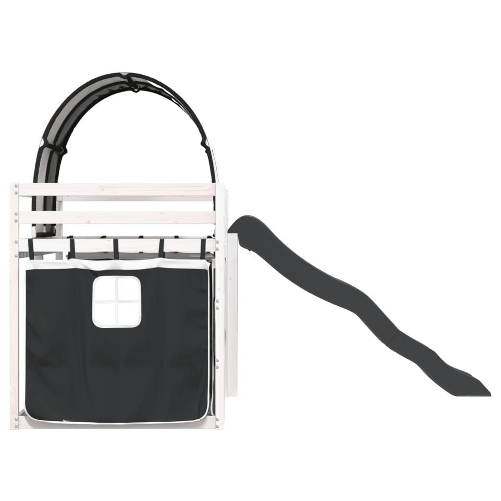 Bunk Bed without Mattress with Slide White and Black 90x190 cm Single - Bargainia.com - 8721102802898 - 3284155