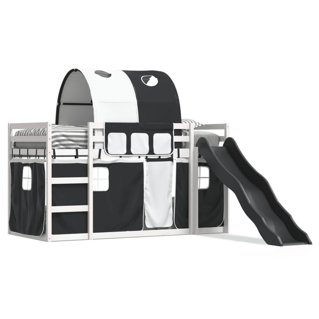 Bunk Bed without Mattress with Slide White and Black 90x190 cm Single - Bargainia.com - 8721102802898 - 3284155