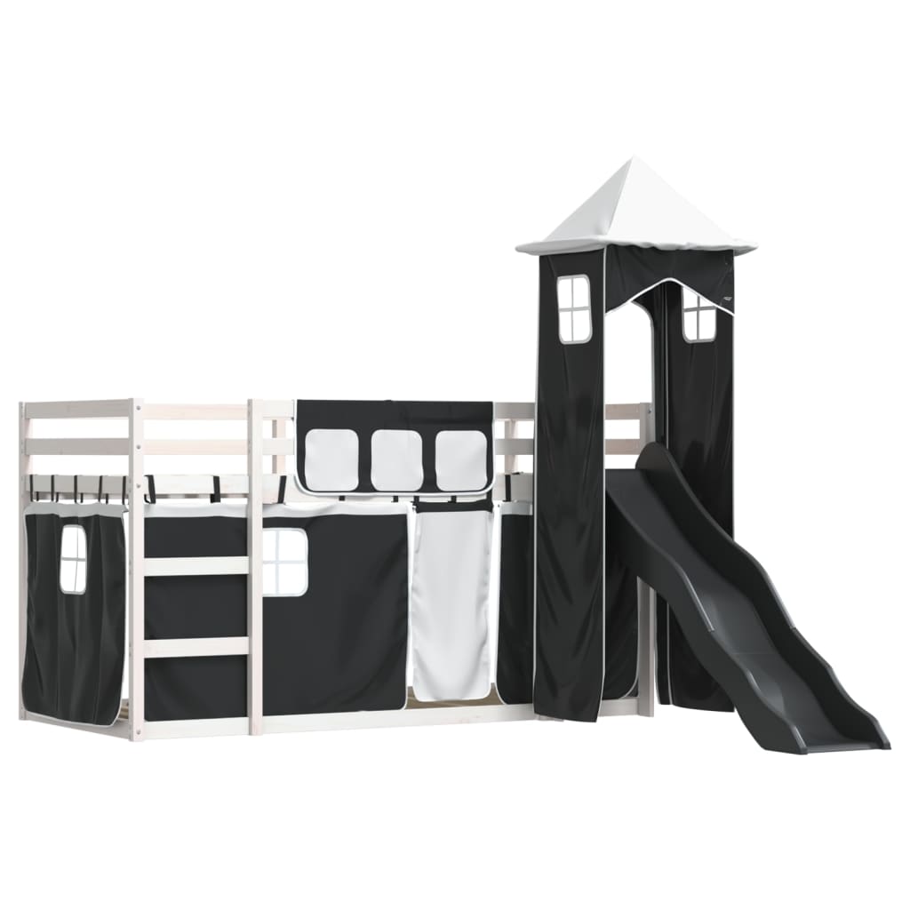 Bunk Bed without Mattress with Slide White and Black 90x190 cm Single - Bargainia.com - 8721102803437 - 3284209