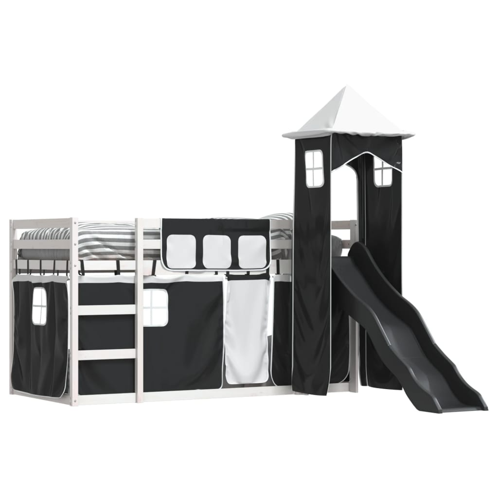 Bunk Bed without Mattress with Slide White and Black 90x190 cm Single - Bargainia.com - 8721102803437 - 3284209