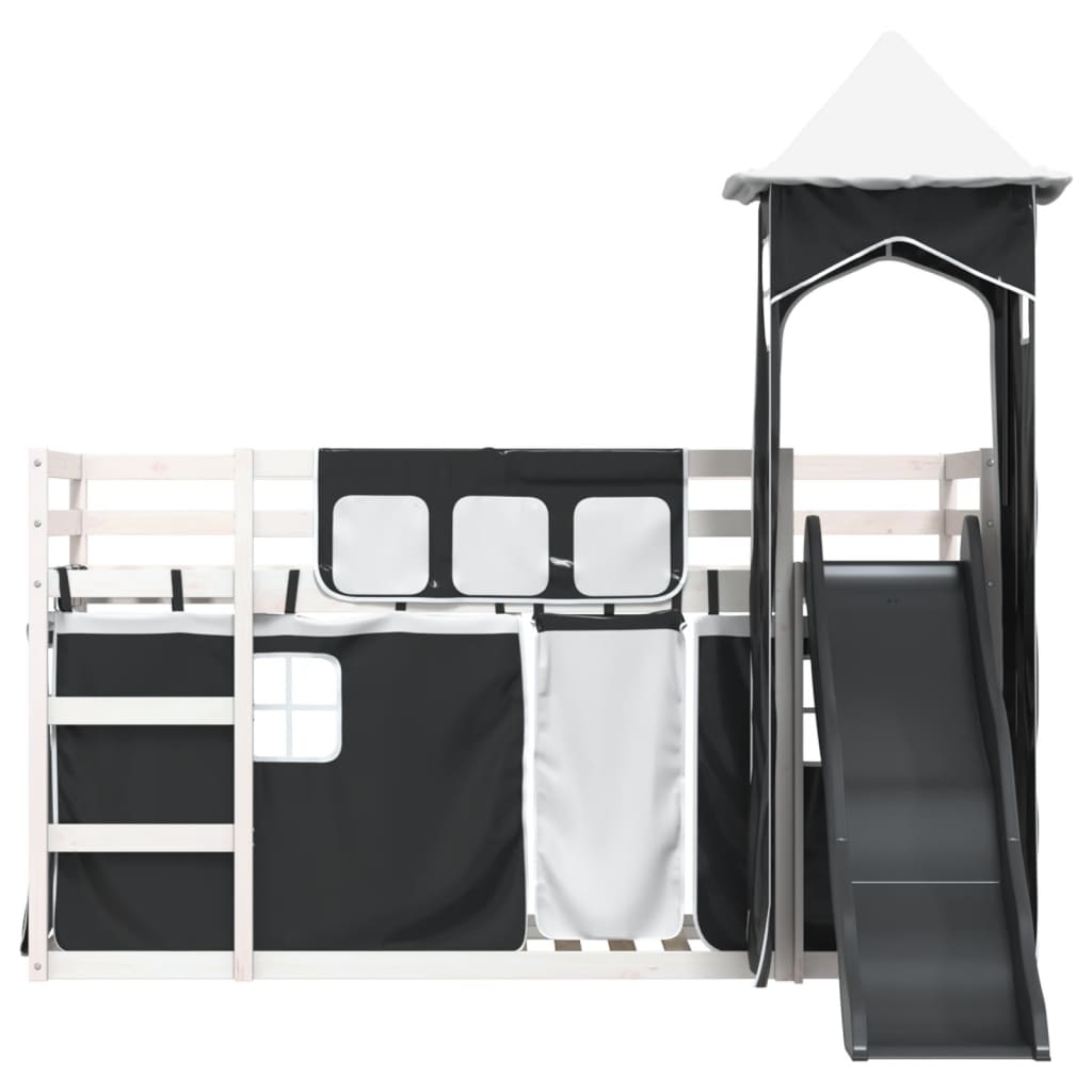 Bunk Bed without Mattress with Slide White and Black 90x190 cm Single - Bargainia.com - 8721102803437 - 3284209