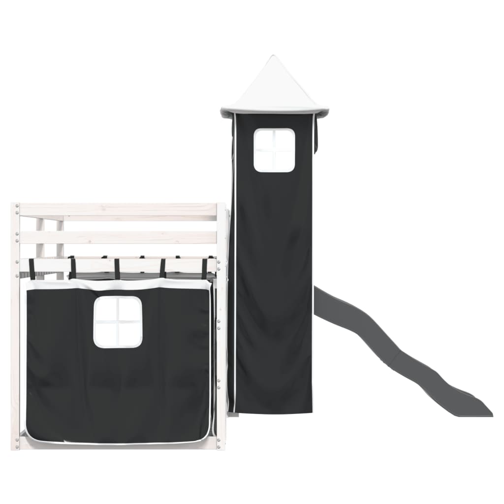 Bunk Bed without Mattress with Slide White and Black 90x190 cm Single - Bargainia.com - 8721102803437 - 3284209