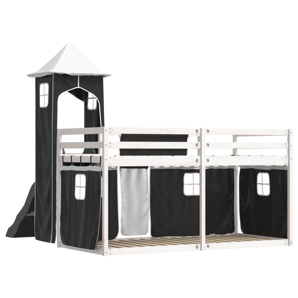 Bunk Bed without Mattress with Slide White and Black 90x190 cm Single - Bargainia.com - 8721102803437 - 3284209