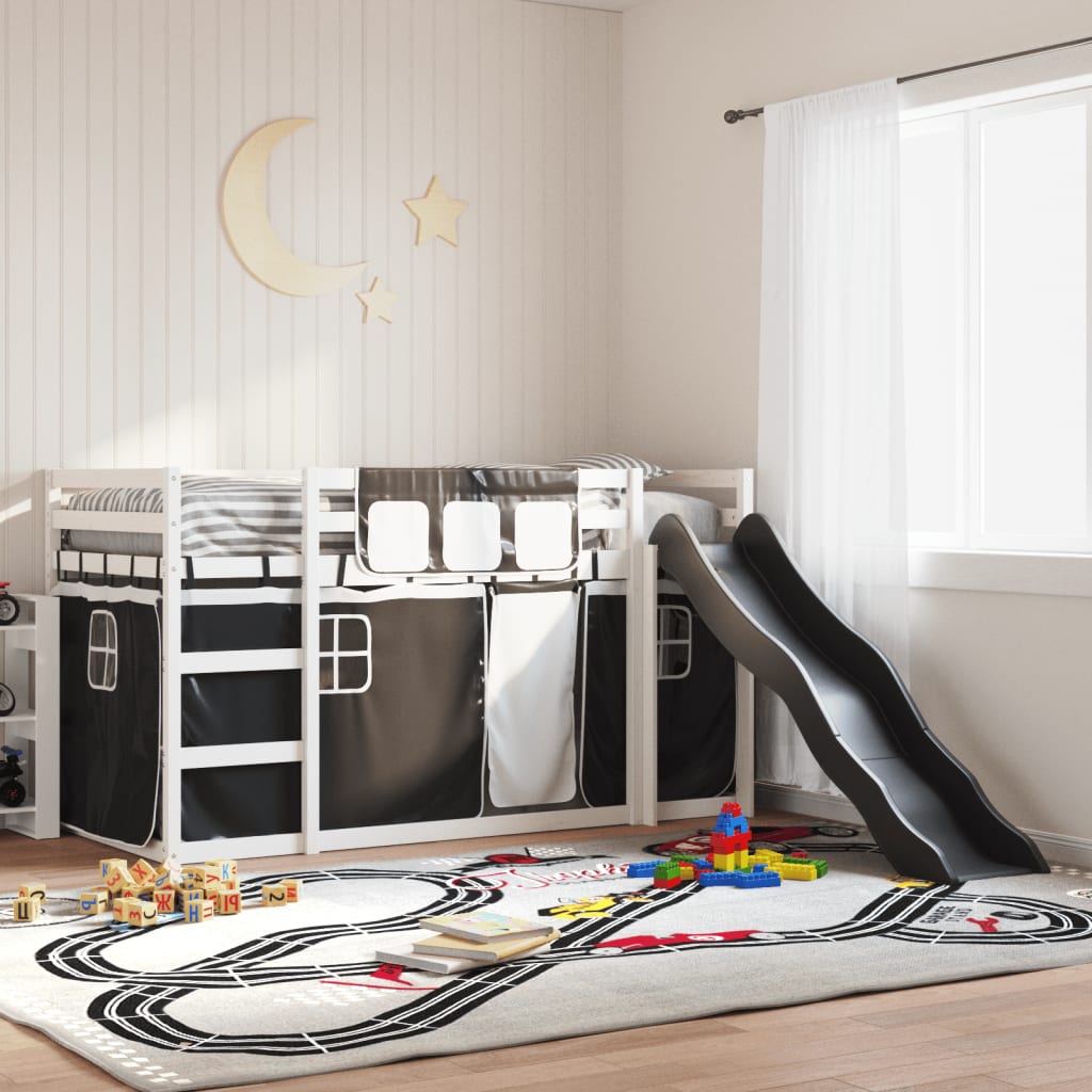 Bunk Bed without Mattress with Slide White and Black 90x200 cm - Bargainia.com - 8721102802447 - 3284110