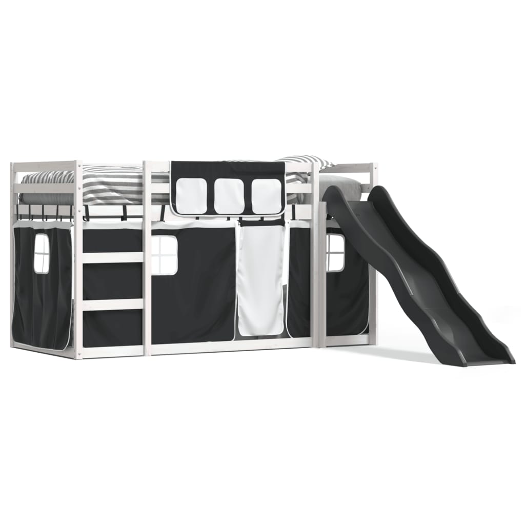 Bunk Bed without Mattress with Slide White and Black 90x200 cm - Bargainia.com - 8721102802447 - 3284110