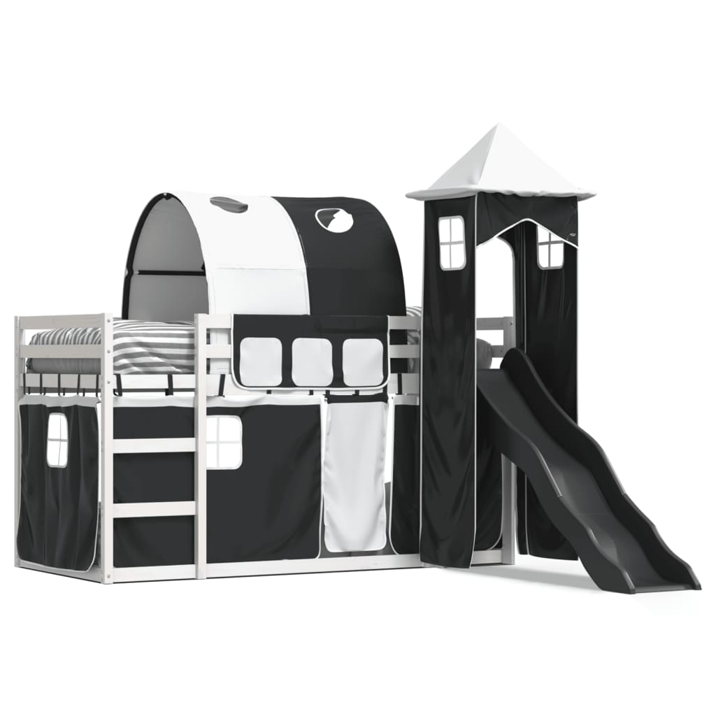 Bunk Bed without Mattress with Slide White and Black 90x200 cm - Bargainia.com - 8721102802980 - 3284164