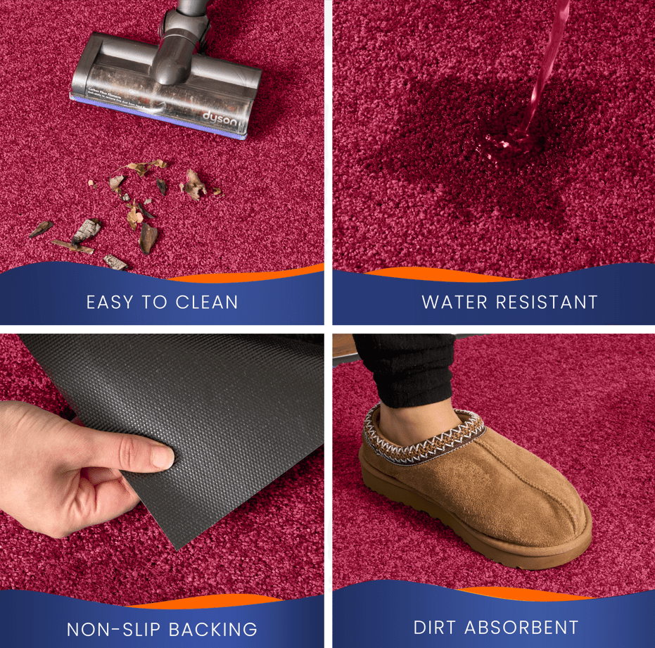 Burgundy Candy Non - Slip Heavy Duty Barrier Door Mat - Assorted Sizes - Bargainia.com - 