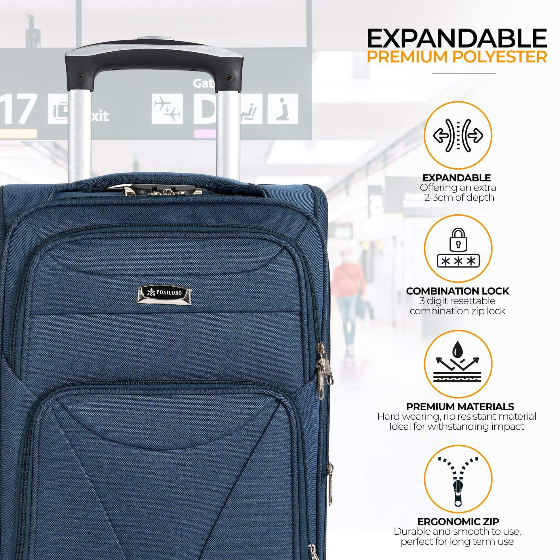 Cabin Bag Luggage Suitcase Set On Wheels - Set of 2 Clearance