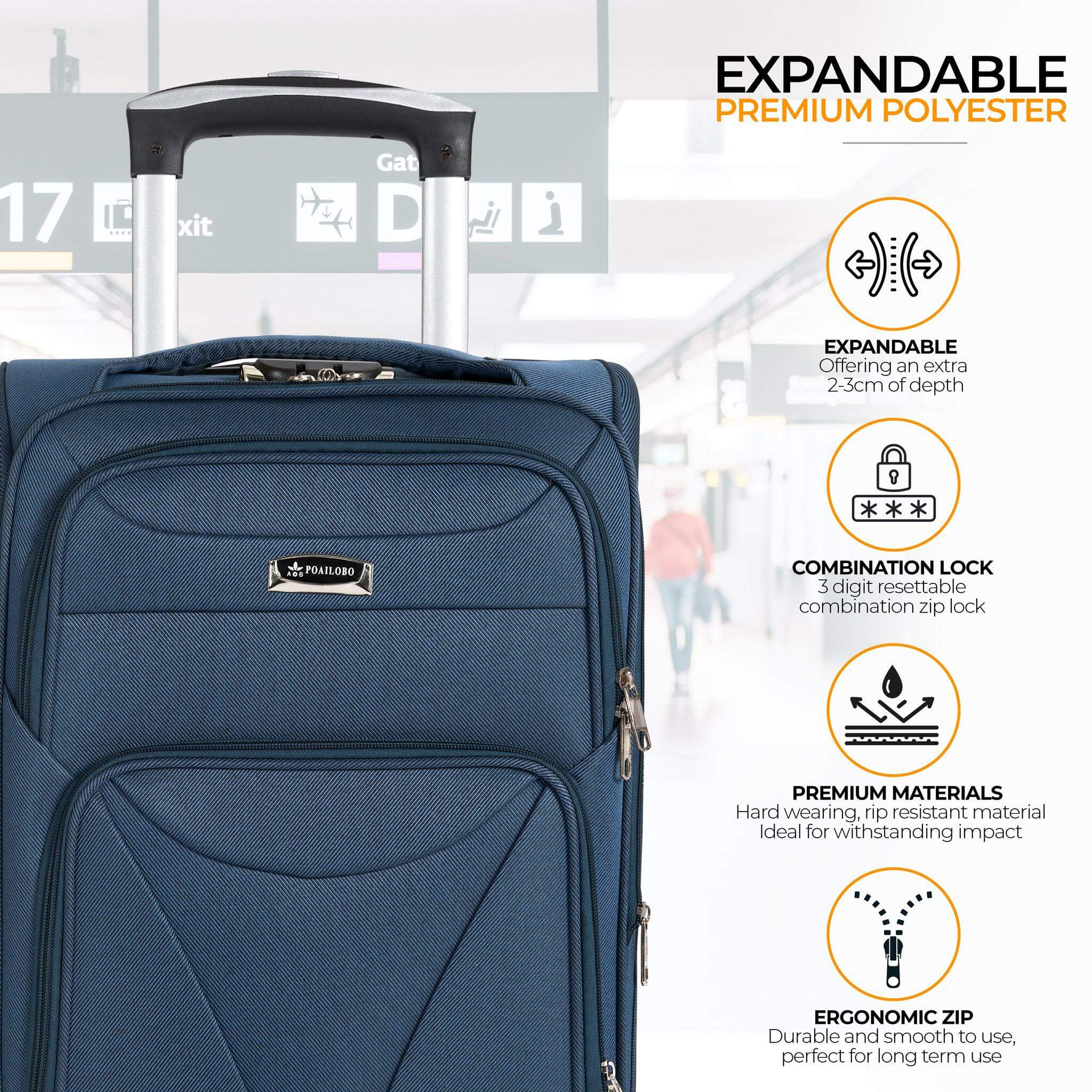 Cabin Bag Luggage Suitcase Set On Wheels - Set of 2 Clearance