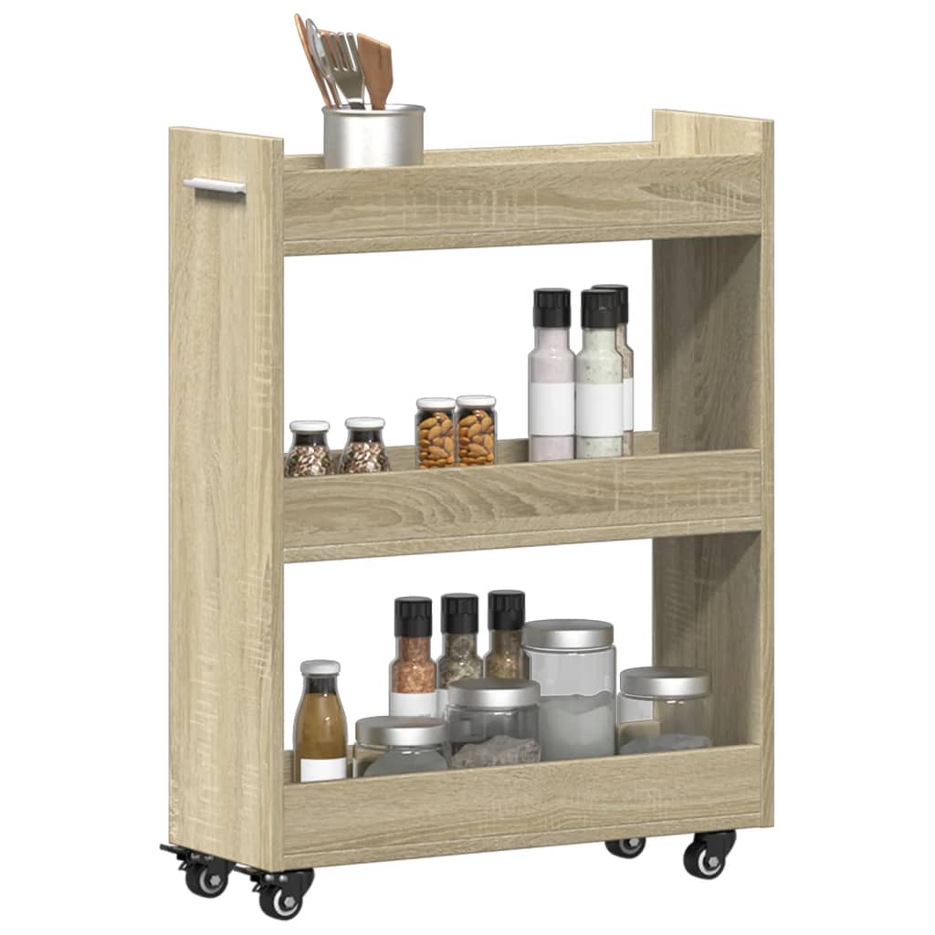 Cabinet with Wheels Sonoma Oak 60x22x79 cm Engineered Wood - Bargainia.com - 8721012493193 - 840417