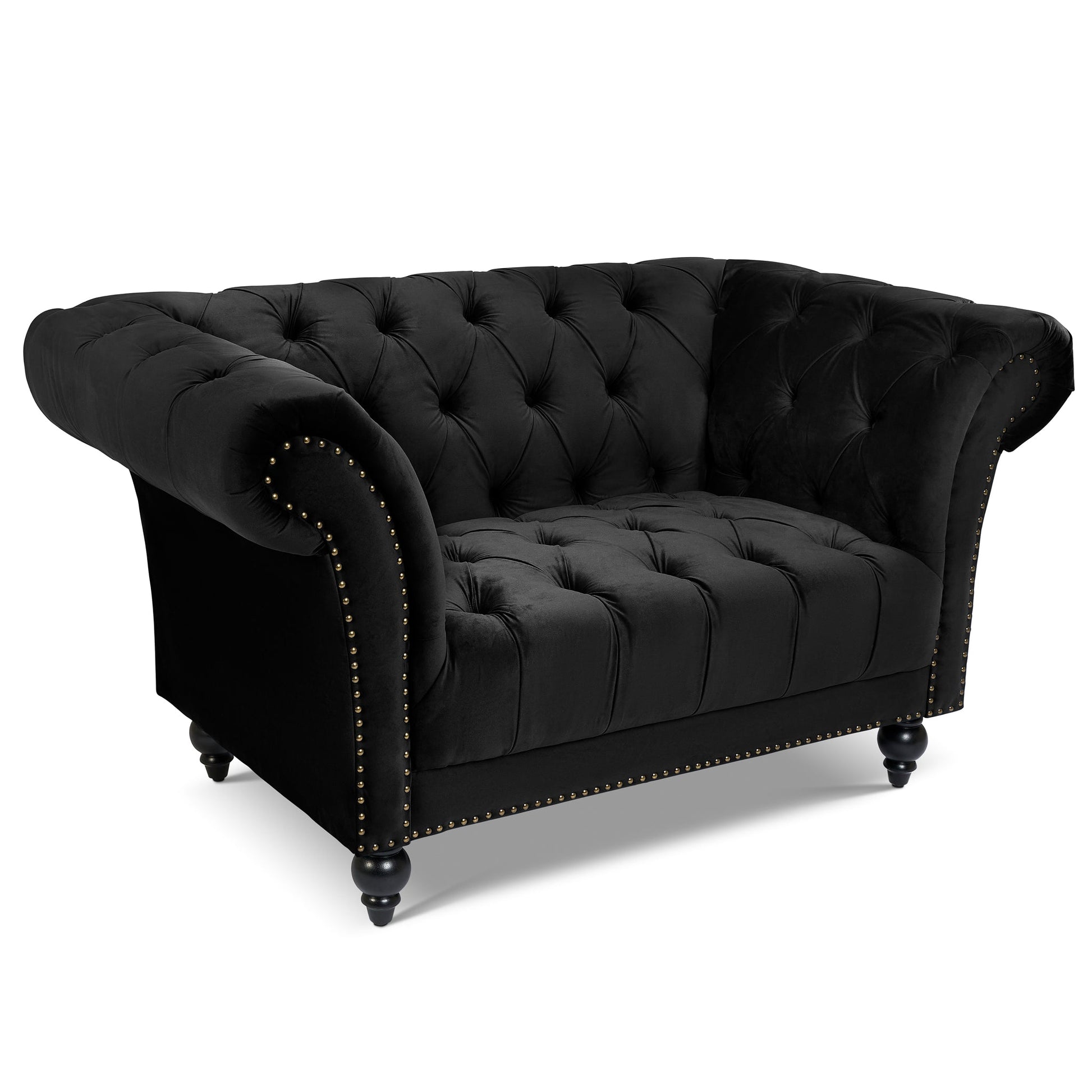Cambridge Velvet Chesterfield Armchair - Black Bargainia