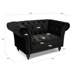 Cambridge Velvet Chesterfield Arm Chair - Black - Bargainia.com - 