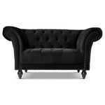 Cambridge Velvet Chesterfield Arm Chair - Black - Bargainia.com - 