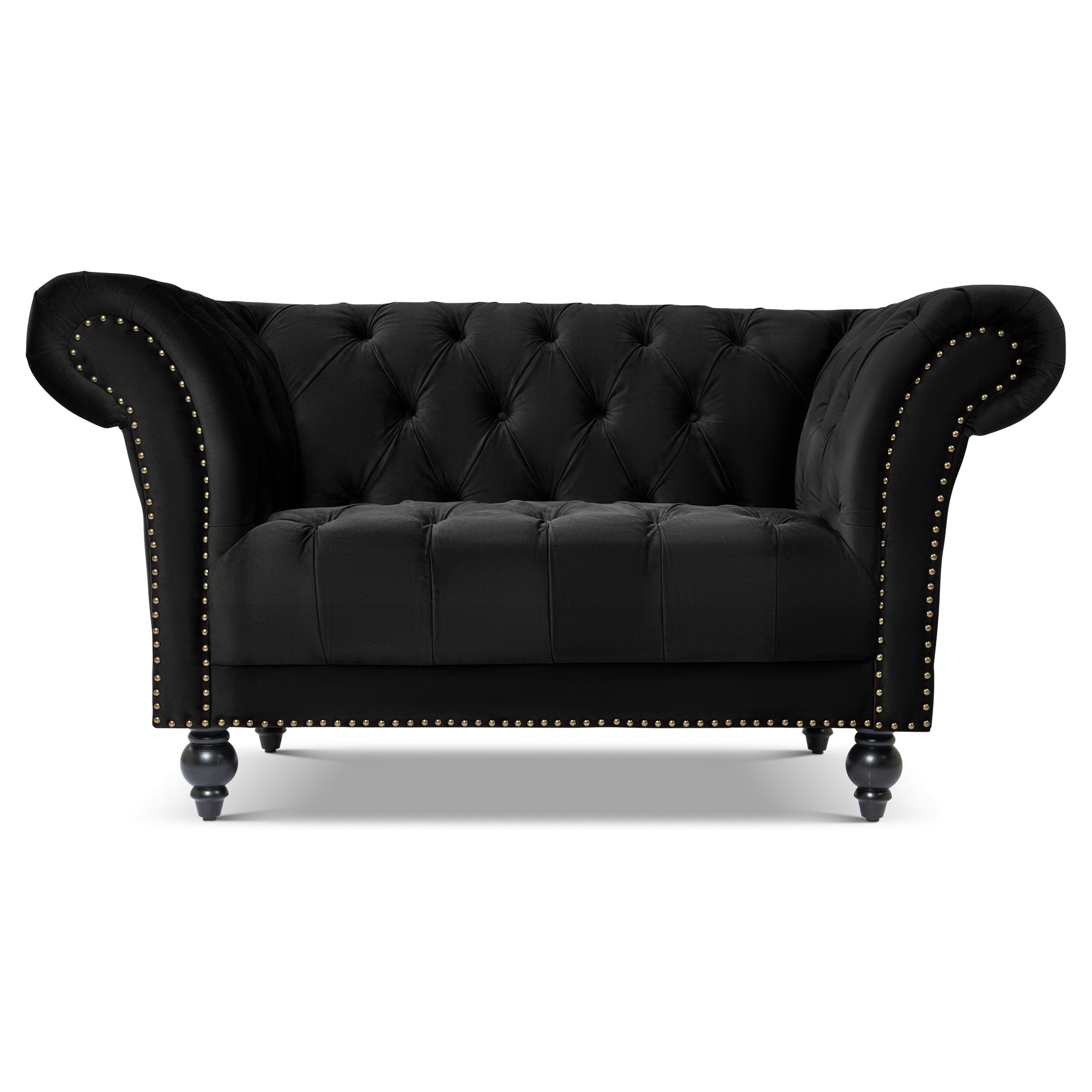 Cambridge Velvet Chesterfield Arm Chair - Black - Bargainia.com - 