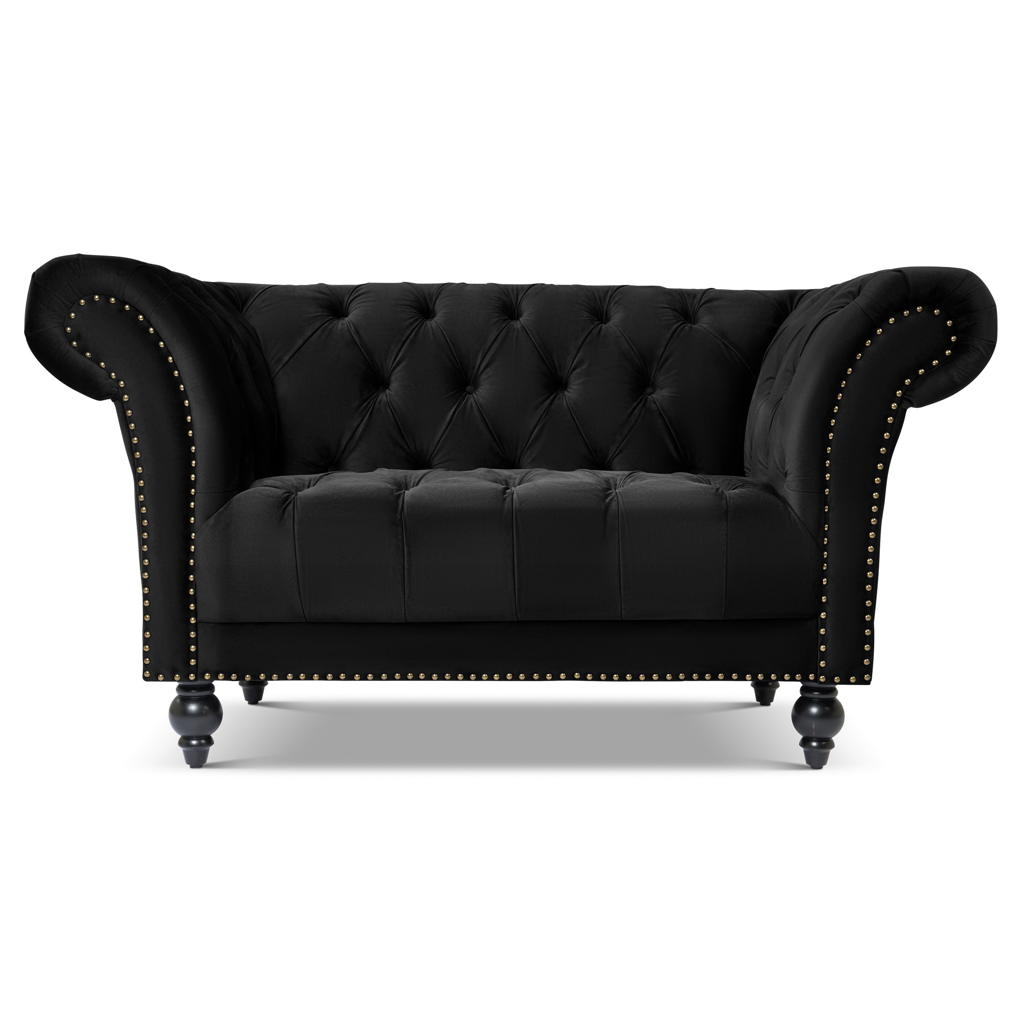 Cambridge Velvet Chesterfield Armchair - Black Bargainia