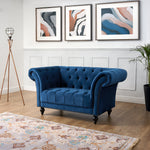 Cambridge Velvet Chesterfield Arm Chair - Blue - Bargainia.com - 