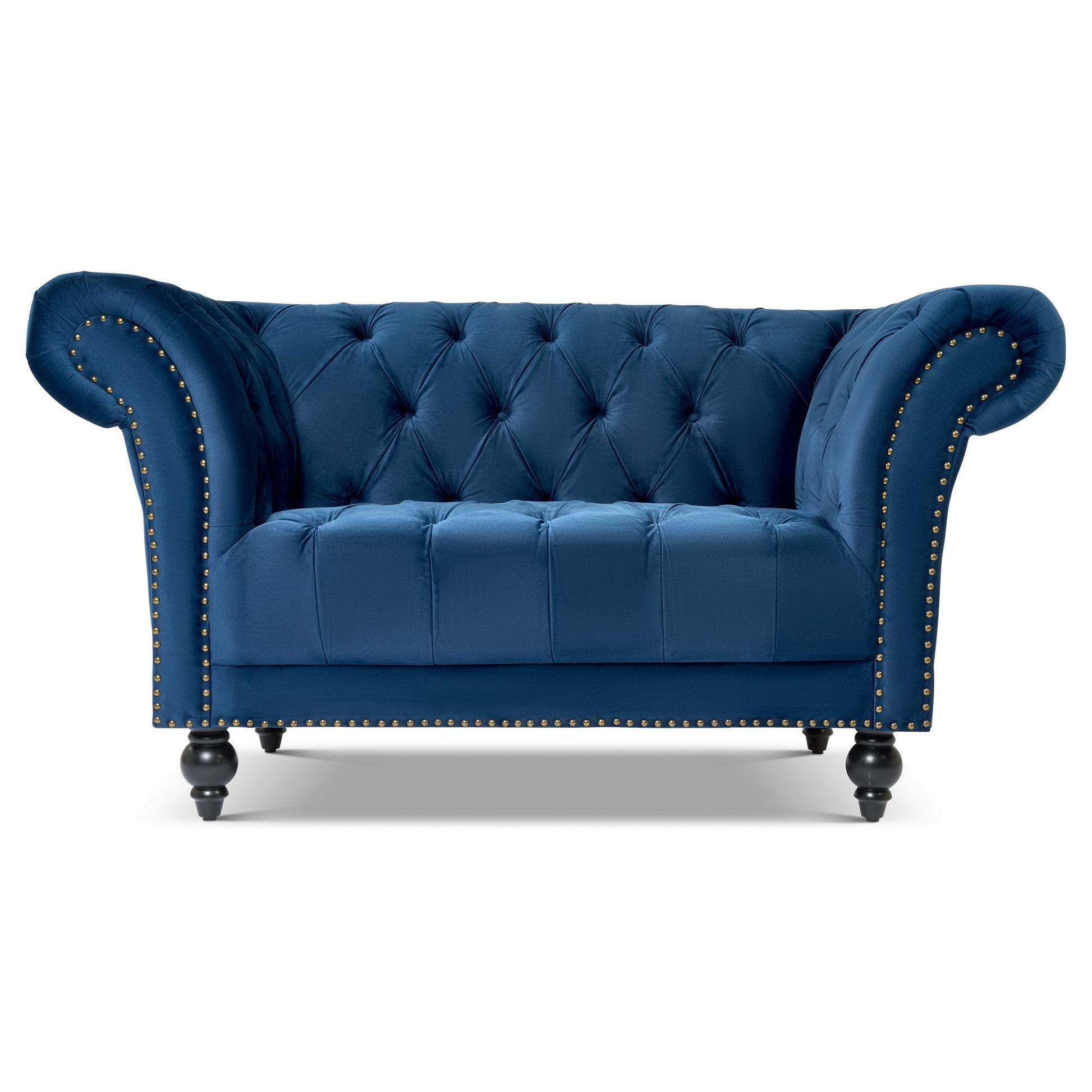 Cambridge Velvet Chesterfield Armchair - Blue Bargainia