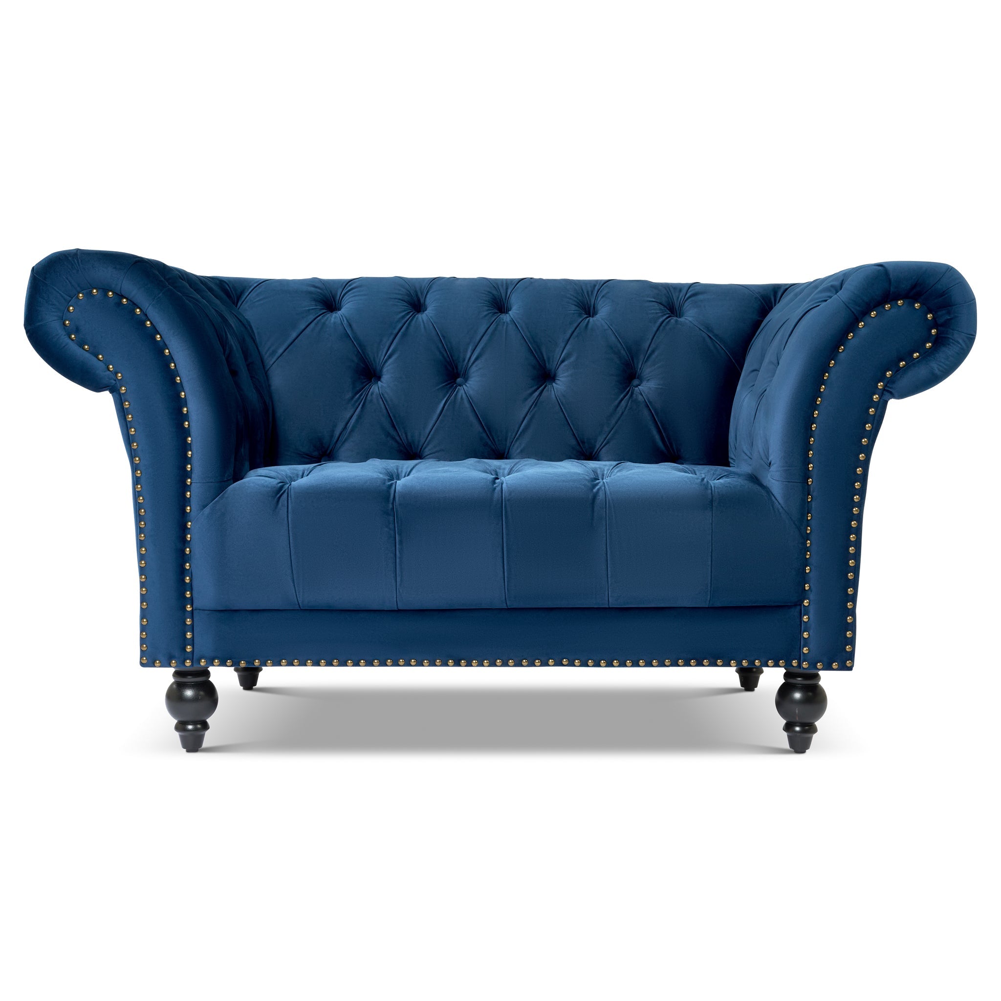 Cambridge Velvet Chesterfield Armchair - Blue Bargainia