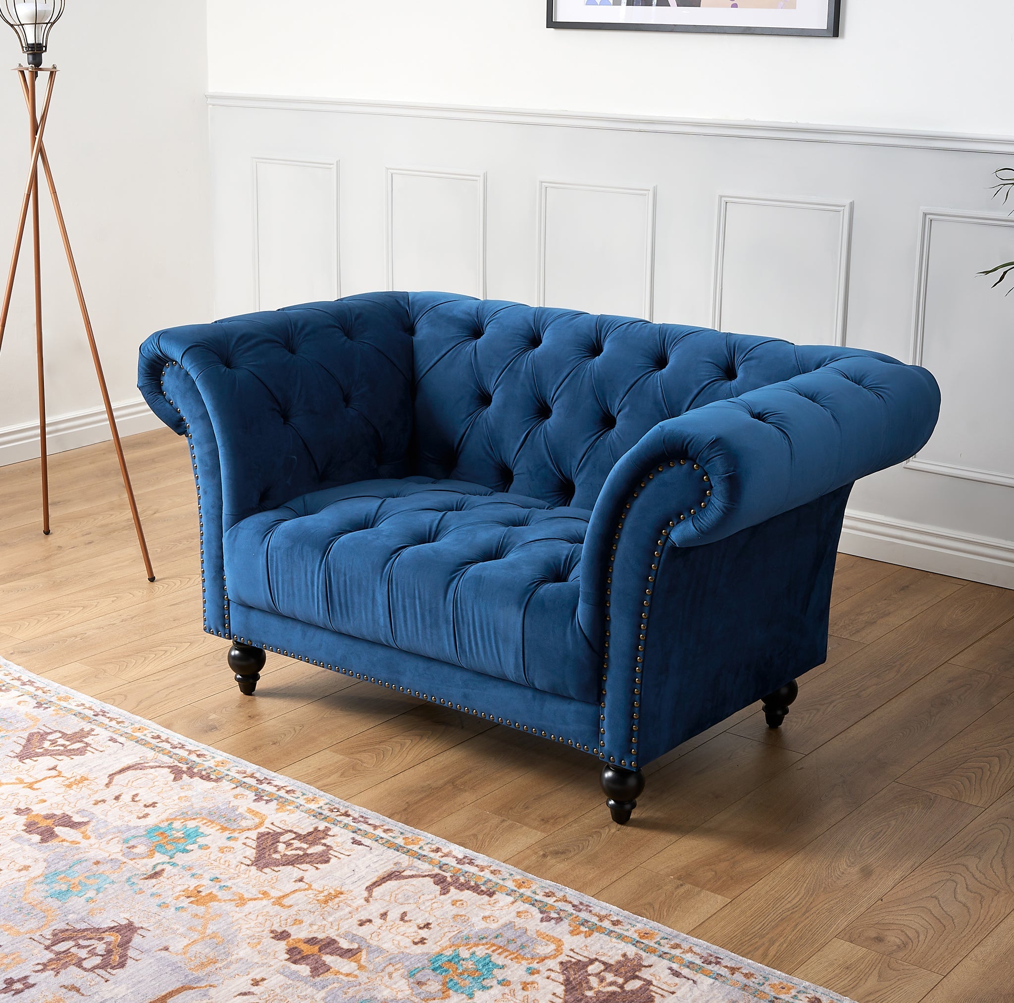 Cambridge Velvet Chesterfield Sofa Suite - Blue Bargainia