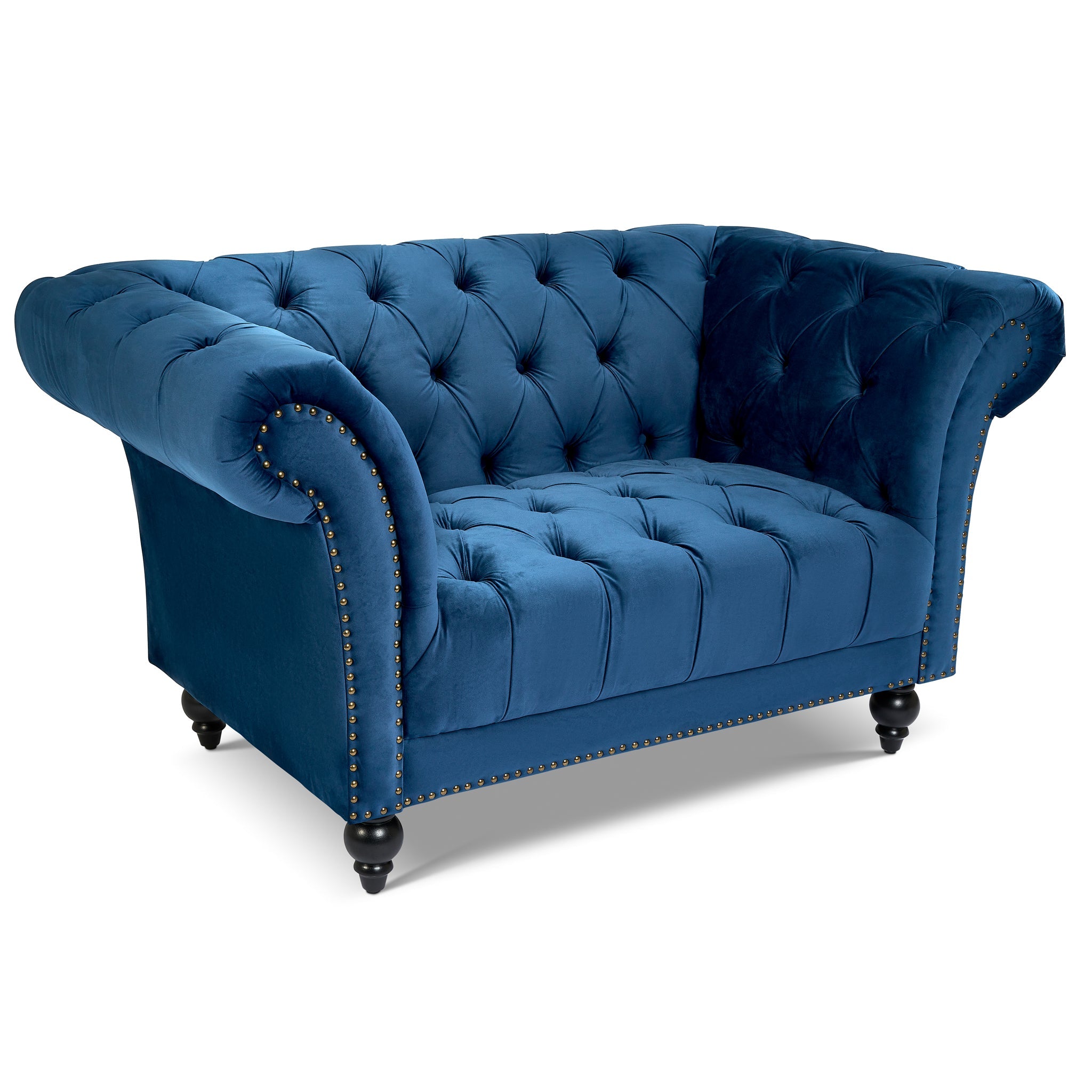 Cambridge Velvet Chesterfield Armchair - Blue Bargainia