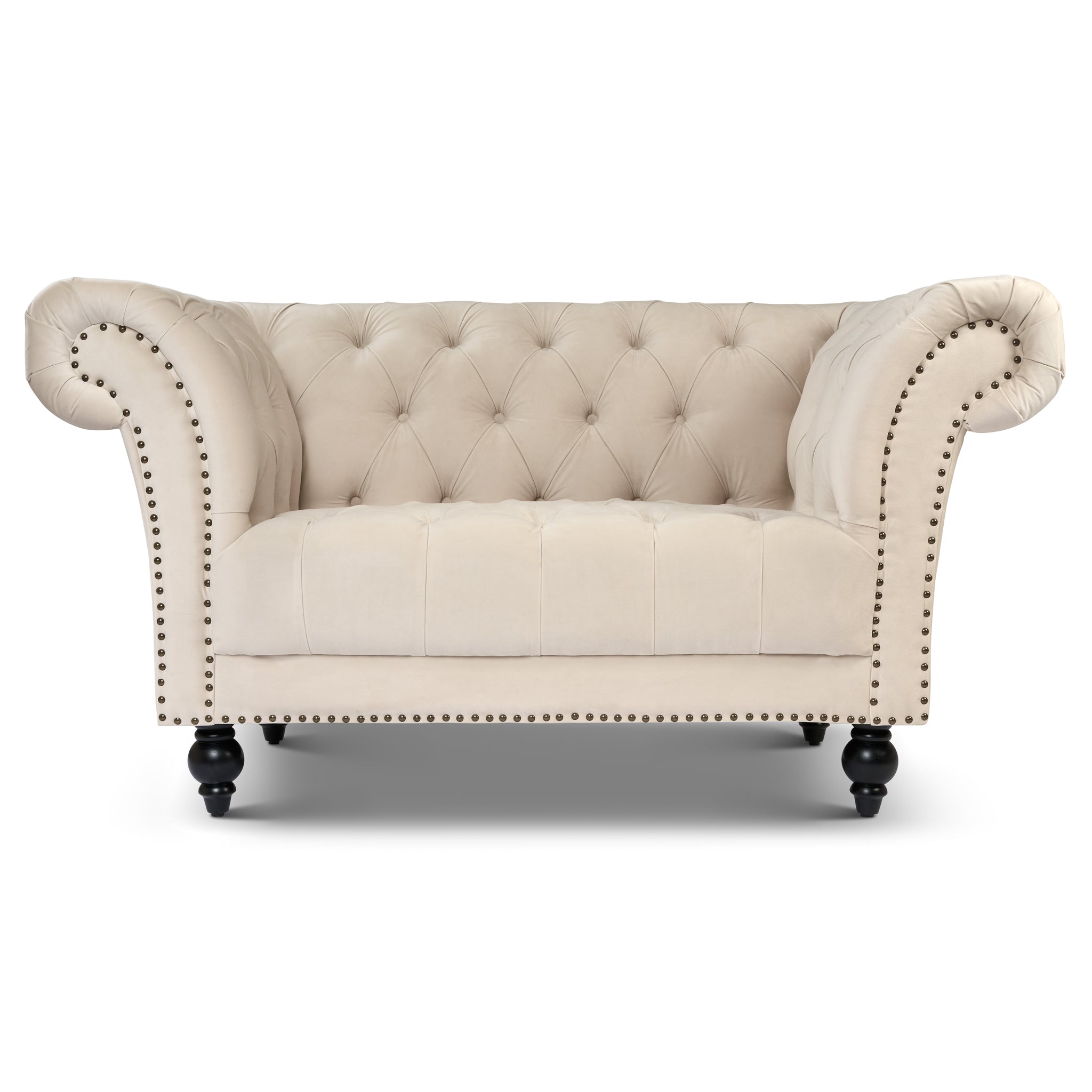 Cambridge Chesterfield Arm Chair - Velvet Cream Bargainia