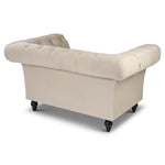 Cambridge Velvet Chesterfield Arm Chair - Cream - Bargainia.com - 