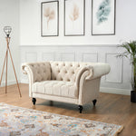 Cambridge Velvet Chesterfield Arm Chair - Cream - Bargainia.com - 