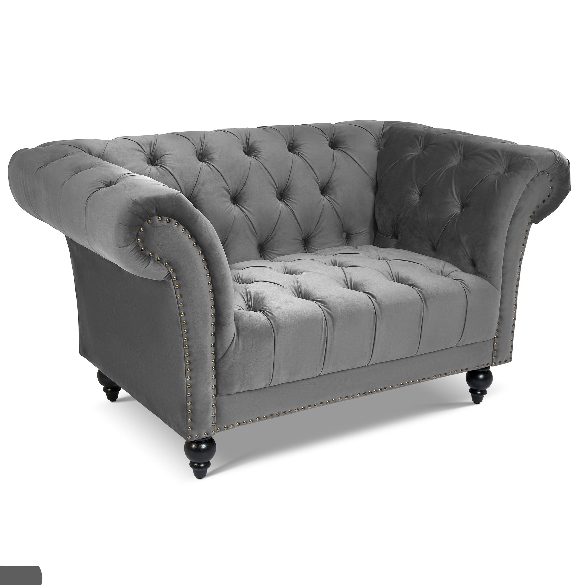 Cambridge Velvet Chesterfield Armchair - Grey Bargainia