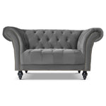 Cambridge Velvet Chesterfield Arm Chair - Grey - Bargainia.com - 