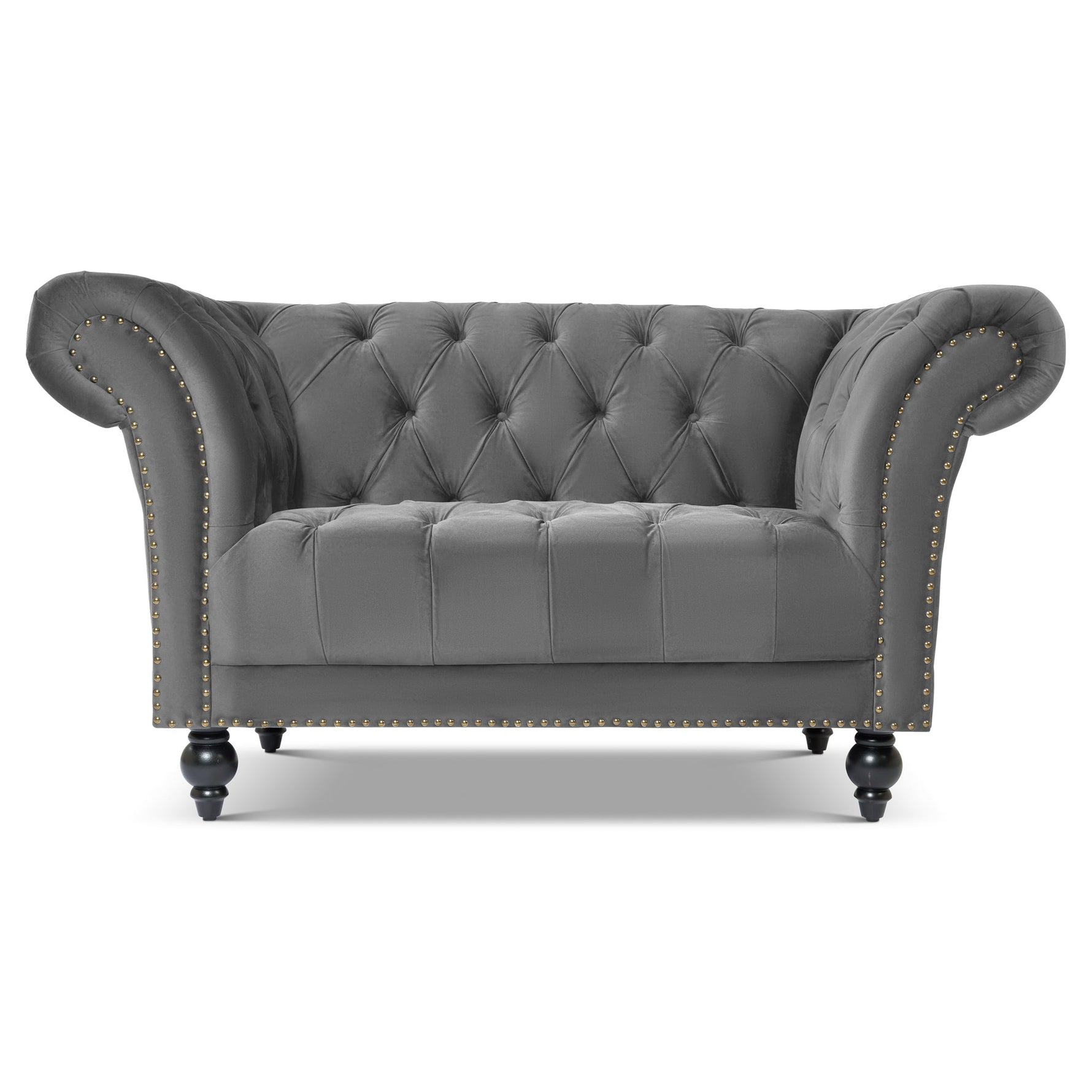Cambridge Velvet Chesterfield Arm Chair - Grey - Bargainia.com - 