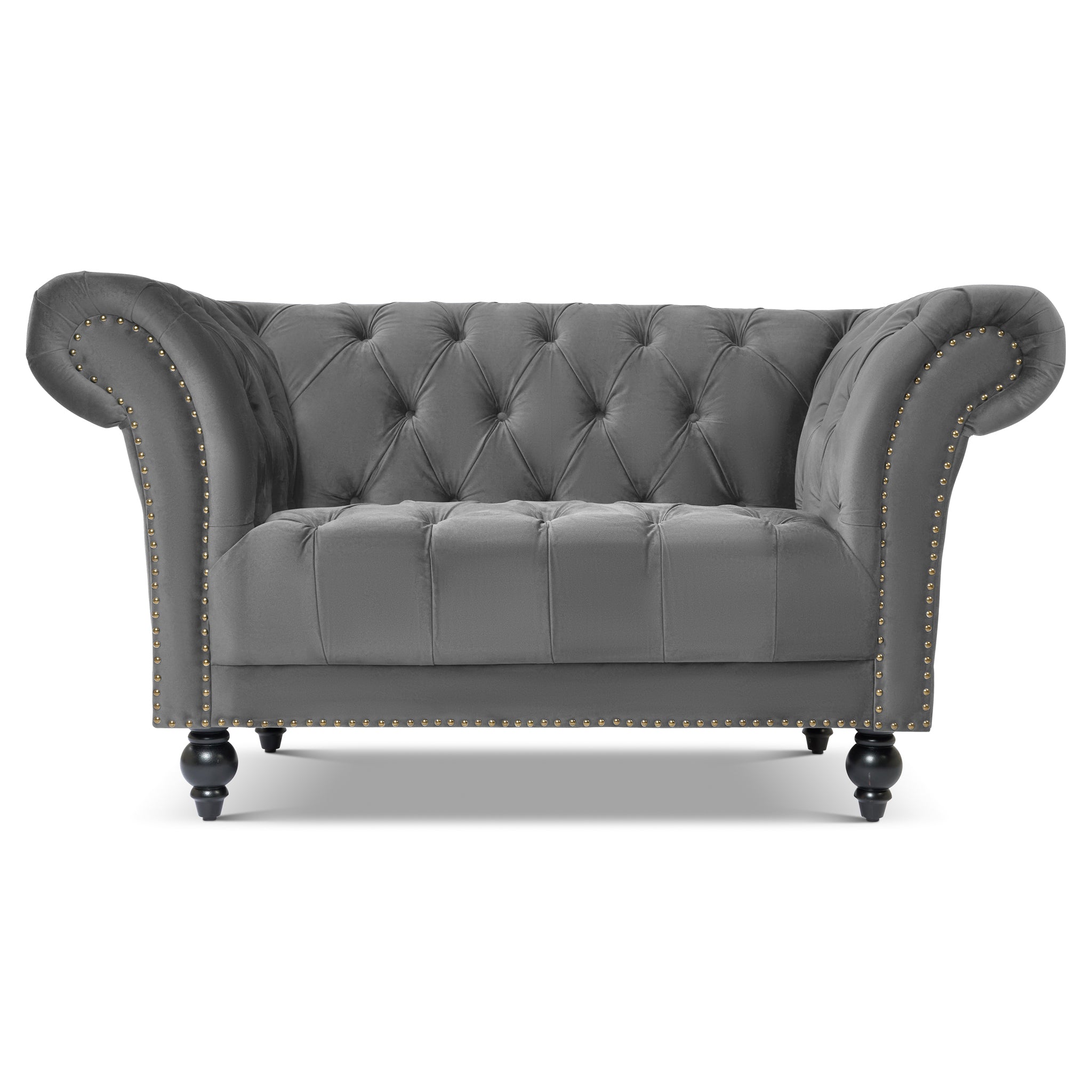 Cambridge Velvet Chesterfield Armchair - Grey Bargainia