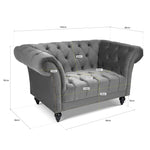 Cambridge Velvet Chesterfield Arm Chair - Grey - Bargainia.com - 