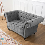 Cambridge Velvet Chesterfield Arm Chair - Grey - Bargainia.com - 