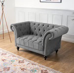 Cambridge Velvet Chesterfield Arm Chair - Grey - Bargainia.com - 