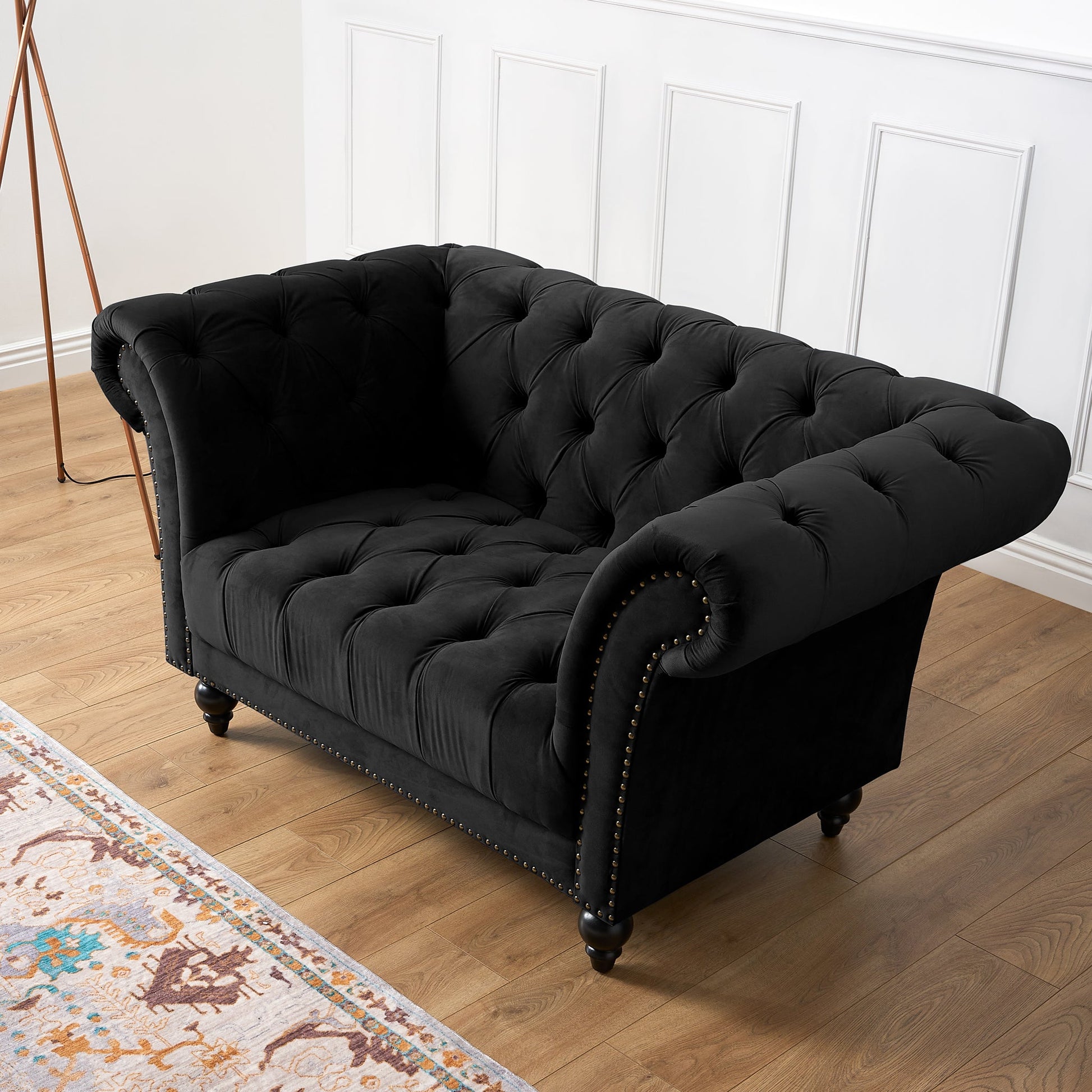 Cambridge Velvet Chesterfield Sofa Suite - Black Bargainia