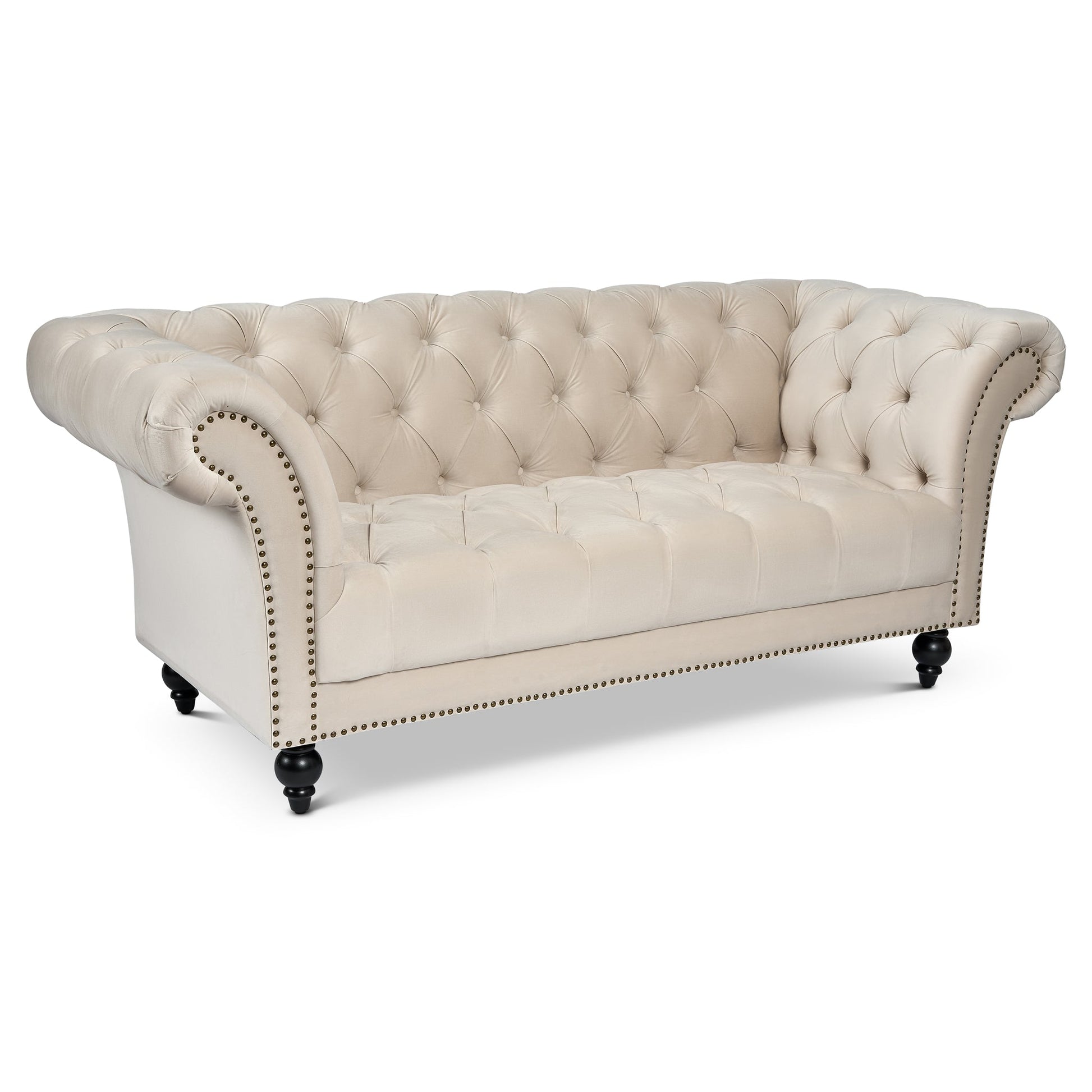 Cambridge Velvet Chesterfield Sofa Suite - Cream Bargainia