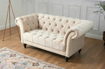 Cambridge Velvet Chesterfield Sofa Suite - Cream - Bargainia.com - 