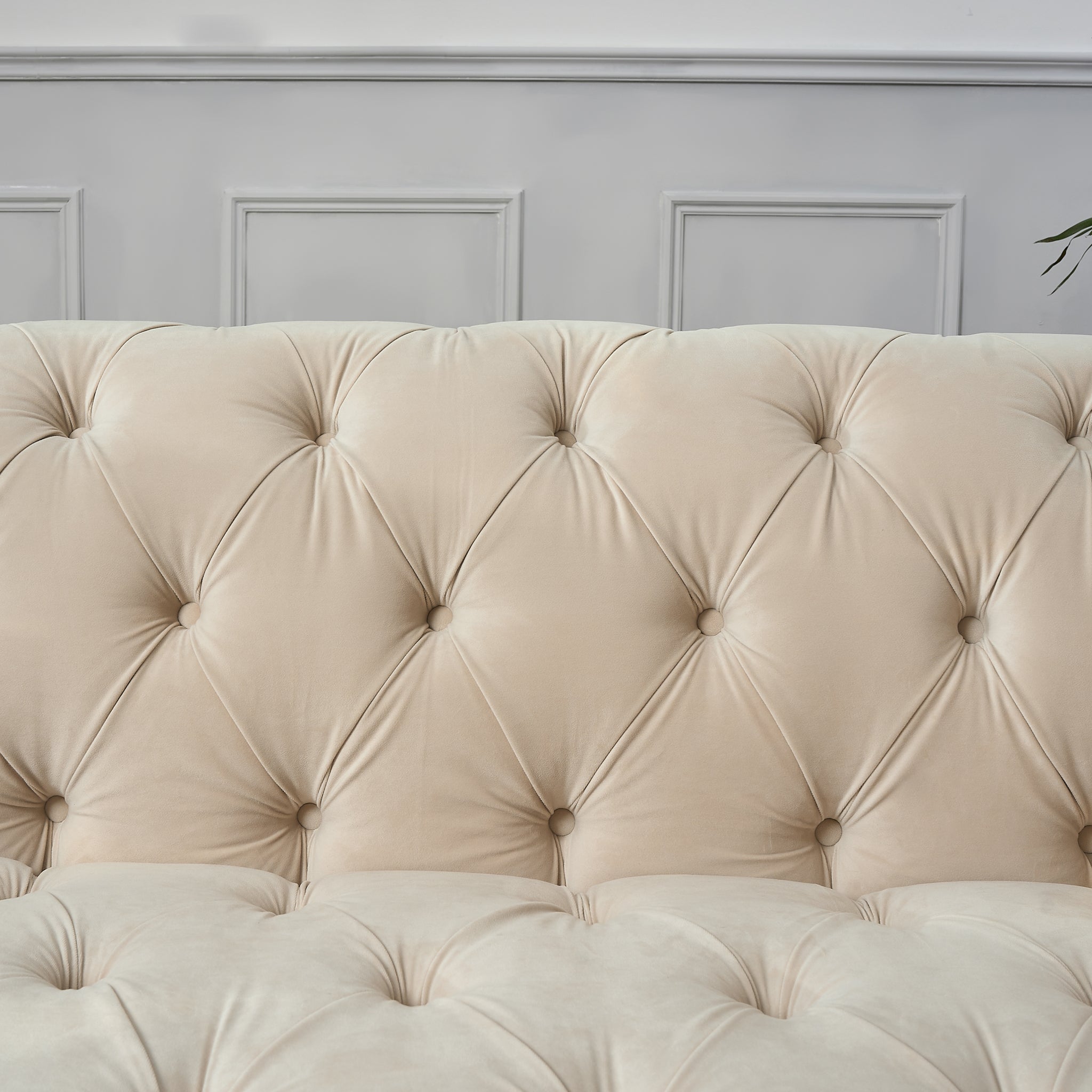 Cambridge Velvet Chesterfield Sofa Suite - Cream Bargainia