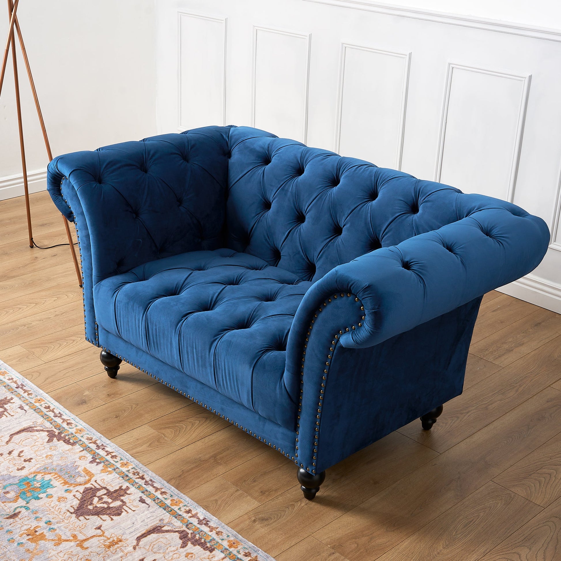 Cambridge Velvet Chesterfield Two Seater Sofa - Blue Bargainia