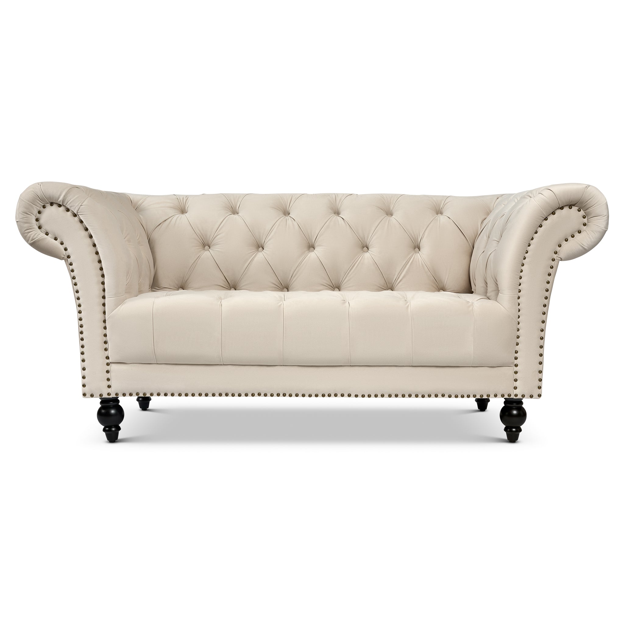 Cambridge Chesterfield Two Seater Sofa - Velvet Cream Bargainia