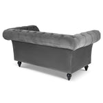 Cambridge Velvet Chesterfield Two Seater Sofa - Grey - Bargainia.com - 