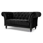 Cambridge Velvet Chesterfield Two & Three Seater Sofa Set - Black - Bargainia.com - 
