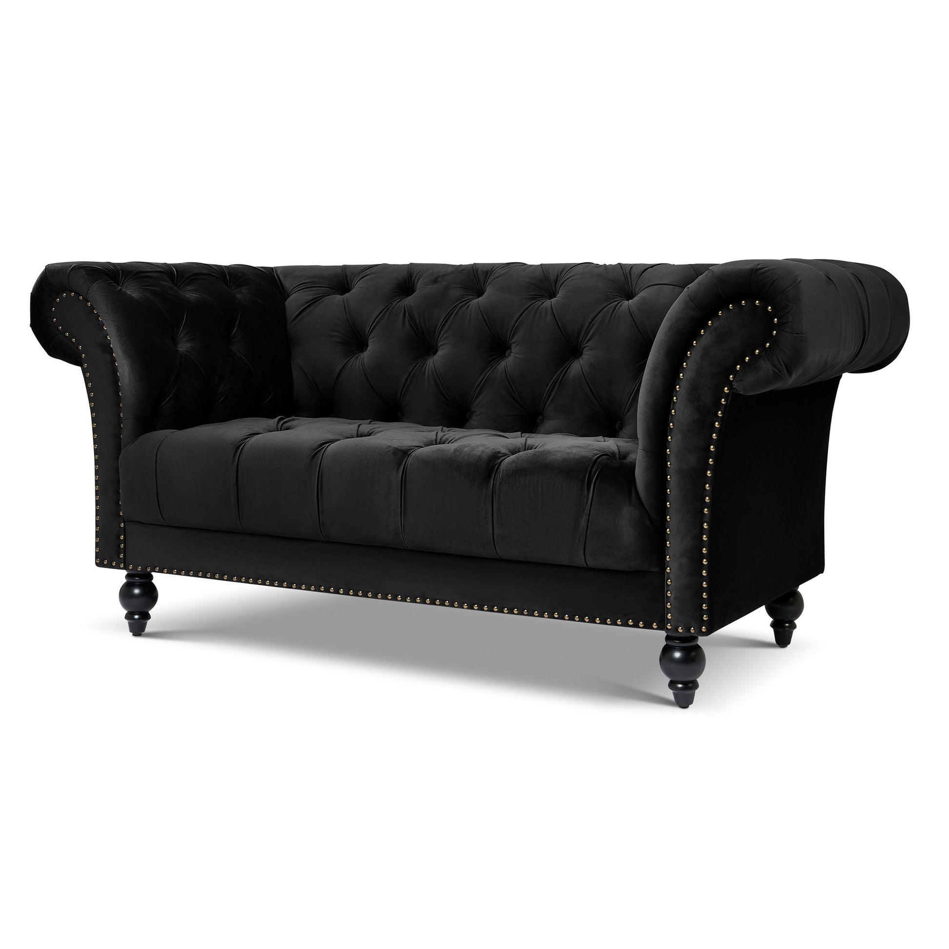 Cambridge Velvet Chesterfield Two & Three Seater Sofa Set - Black Bargainia