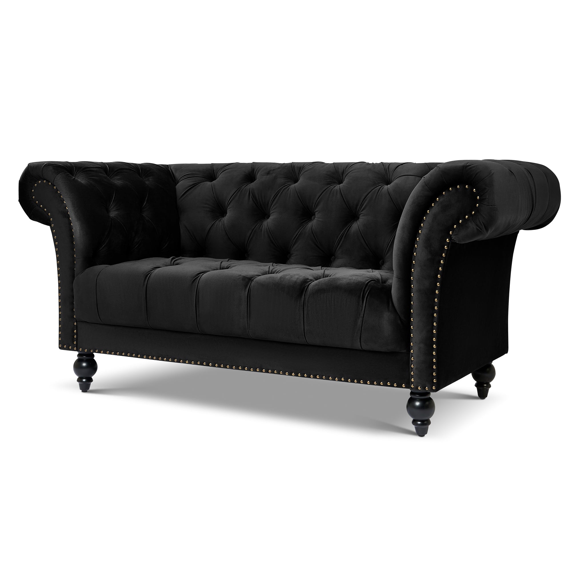 Cambridge Velvet Chesterfield Two & Three Seater Sofa Set - Black Bargainia